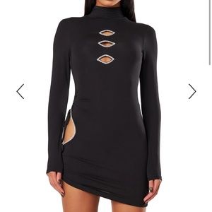 Black Diamond Trim long sleeve Dress